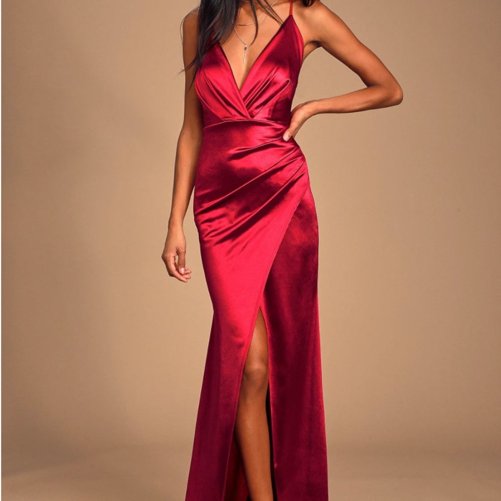 Lulu's Satin Red Gown
